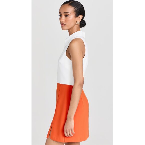 NWT Amanda Uprichard Augusta Sleeveless Mini Tennis Dress in White & Orange Sz S - Picture 4 of 16
